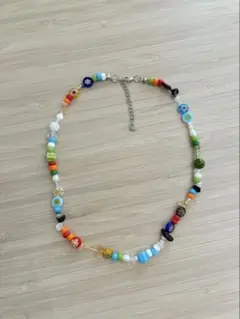 handmade カラフルビーズ ネックレス