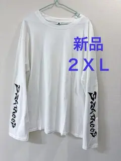 メンズ　長袖　Ｔシャツ 2XL ホワイト 白　ストリート系　袖プリント