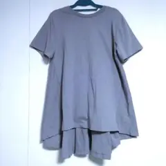 半袖チュニック グレー フレアシルエット L