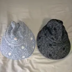 ベルモード チカザワ 水色と黒の刺繍入り帽子 2つセット