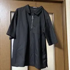 黒 半袖シャツ ジッパー付き