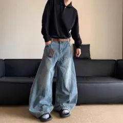 ワイドデニム バギーデニムパンツ ブルーjadedlondonmenes 似 L