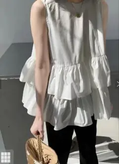 新品✨GRL ティアードノースリーブバックリボンブラウス［at2262］ホワイト