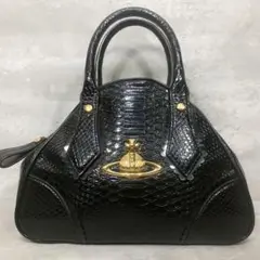 美品✨ ヴィヴィアンウエストウッド クロコ ハンドバッグ オーブ レザー 黒