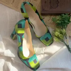 【派手u0026目立つ!】PRADA パンプス 22.5センチ グリーン