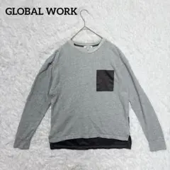 グローバルワーク/ 秋コーデ　長袖カットソー　シャツ　グレイ　メンズM