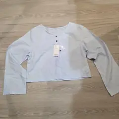 ライトブルー クロップドスリーブシャツ