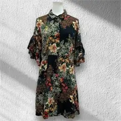 ZARA BASIC　ザラ　花柄シャツワンピース
