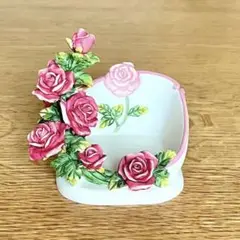 バラ柄 陶器 スタンド 小物入れ