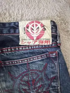 希少　エンジーンズ　シャア専用　デニム　ジーンズ　ハーフパンツ　ガンダム　34 希少 エンジーンズ シャア専用 デニム ジーンズ ハーフパンツ