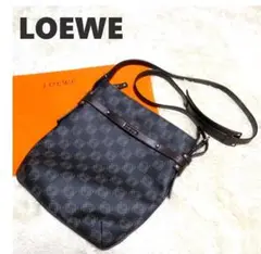 袋付】LOEWE ロエベ ショルダー バッグ アナグラム レザー PVC