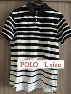 Polo Ralph Lauren 黒白ストライプ ポロシャツ L
