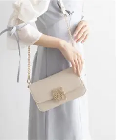 RANDA モノグラムビジューマルチWAYレクタングルバッグ アイボリー
