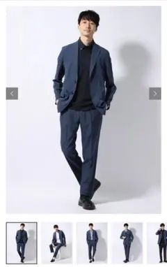【試着のみ】SUIT SQUARE　ネイビー　スーツ　セットアップ　Lサイズ