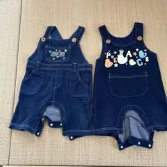 any FAM ネイビー デニム オーバーオール 2点セット80 双子