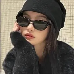 サングラス キャットアイ オーバル ブラック 男女兼用 ユニセックス オルチャン