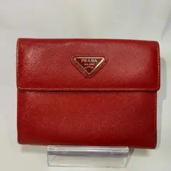 PRADA プラダ 折り財布 トライアングル ロゴ レッド レディース ブランド