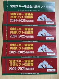 宮城スキー場　共通リフト券２枚 宮城県県内スキー場 共通リフト券 2枚セット