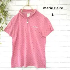 marie claire ピンク ドット柄 半袖 ポロシャツ ゴルフ　L