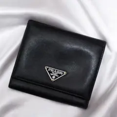 ♡美品♥︎ PRADA 二つ折り財布 サフィアーノ 三角ロゴ 黒