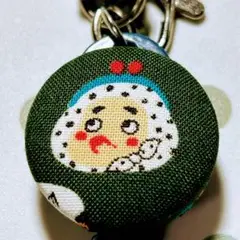 デニムリールストラップ 43★ハンドメイド　ひょっとこ♡おかめ