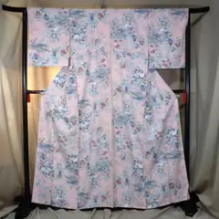 0391-a着物 袷 小紋 躾糸付き