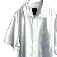 マーブル柄　H&M エイチアンドエム　半袖シャツ　ホワイト　XL
