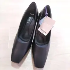 【新品】アシックス GIRO スクエアトゥ パンプス 23.5 3E 黒