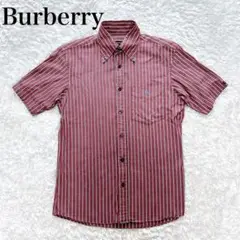 Burberry BLACK label シャツ　半袖　ホースロゴ　ストライプ