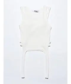 【VEQUM】RIB LAYER TOPS ホワイト フリー