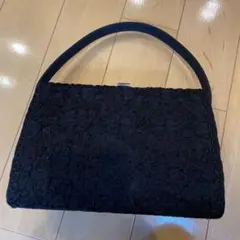 黒 日本製喪服バッグ　コード刺繍岩佐風フレーム式