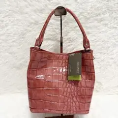 【新品】SOLFERINO ハンドバッグ　クロコ　シャイニングクロコ　光沢　牛革