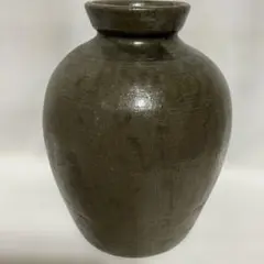 黒薩摩　陶器　壺　苗代川　水瓶　アンティーク　骨董　薩摩焼