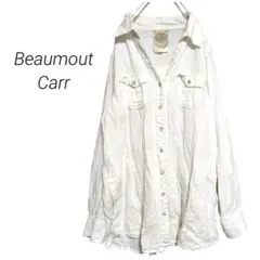 【Beaumout Carr】リネンブレンドシャツ スキッパー 麻 オフホワイト