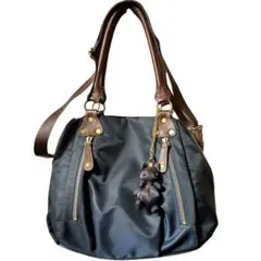 ラシット 2way ショルダーバッグ トートバッグ マスコット付 ネイビー