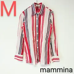 レトロ　ストライプシャツ　バリアモカラー　古着女子　mammina　M　匿名配送