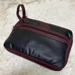 プレイボーイ　クラッチバッグ　ブラック　ポケット　レザー　赤紫