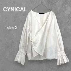 【CYNICAL】シニカル　キャンディースリーブ カシュクールラップシャツ 白M