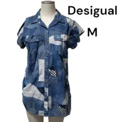 人気　Desigual デシグアル　半袖シャツ　デニム風　Mサイズ