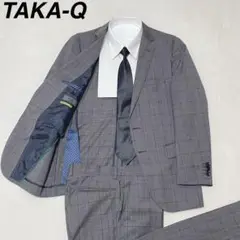 【タカキュー】REDA セットアップ スーツ 冷感 生地 グレー チェック