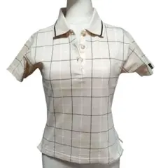新品　KAHALA　GOLF★チェック柄ポロシャツ 半袖 ベージュ✕黒Sサイズ