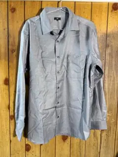 PLST グレー 長袖シャツ Lサイズ　レーヨンブレンドレギュラーカラーシャツ