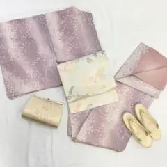【1449】着物 小紋 袷 正絹 単品販売♪ ピンク
