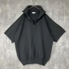 ロッキーモンロー　サマーニット 半袖 ハーフジップ　襟　カットソー　黒