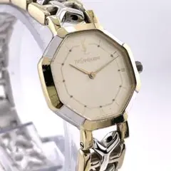 【稼働】イヴサンローラン オクタゴン 腕時計 YSL コンビ クォーツ 新品電池