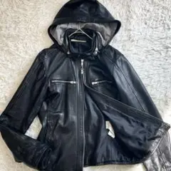【羊革 2way】ジャーナルスタンダード ライダースジャケット 着脱フード 黒