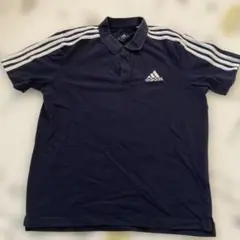 adidas ダークブルーポロシャツ Mサイズ