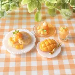 ミニチュア マンゴー パンケーキ プリン ドリンク ミニチュアフード