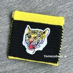 虎ポーチ♡虎ワッペン♡編み物ポーチ♡Ｄかん有♡定期♡パスケース♡バネ口ポーチ♡