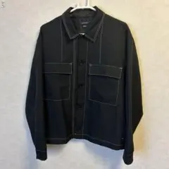 CONFIRM ブラック ボタンアップシャツ M 短丈シャツジャケット